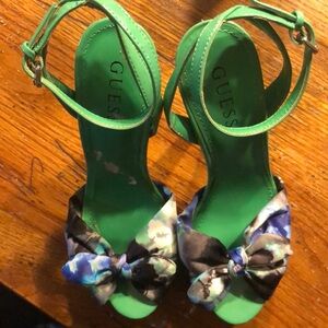 Guess Green Open Toe Heels